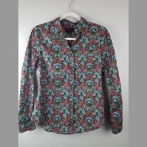 J. Crew Liberty of London Blue Floral Button Down Shirt Size 2